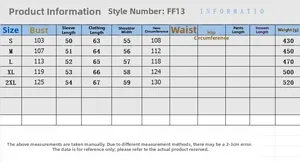 Detailed size chart for wool blend coat showing measurements from S to 2XL with bust and length