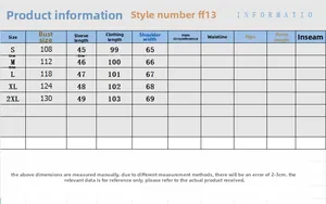 Detailed size chart for women wool blend coat showing bust, sleeve, and length in centimeters