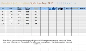 Size chart table for long sleeve windbreaker coat showing chest, sleeve, and length metrics