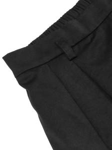 Jupe mi-longue évasée noire taille haute avec taille élastique et détails plissés élégants