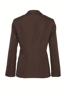 Slim fit dark brown long sleeve blazer for women with tailored back seam and waist