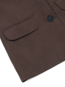 Deep brown women's casual blazer with single-breasted buttons and flap pocket design