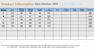 Detailed size chart for red casual jacket showing measurements from S to 2XL sizes