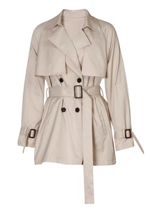 Elegante beige double-breasted trenchcoat met verstelbare tailleriem en stijlvolle manchetten