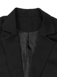 Women's cropped black blazer with notch lapel and premium inner lining for spring wear