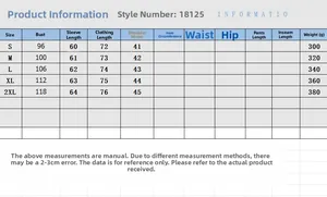 Size chart detail for women double-breasted blazer showing S to 2XL measurements