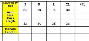 Size chart showing waist and length measurements for women polka dot mini skirt