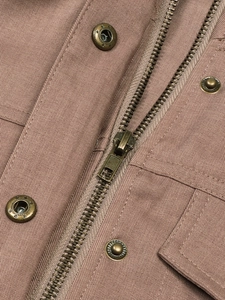 Women's casual slim-fit long sleeve jacket in coffee brown with vintage metal zipper