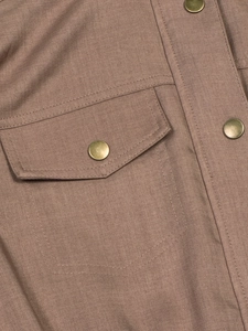 Women's casual slim fit jacket in khaki featuring high-quality twill fabric and pocket