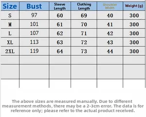 Size chart for women's hooded jacket showing chest, sleeve, and length measurements