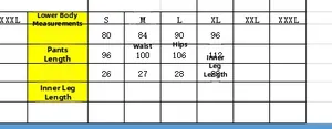 Detailed size chart for women's shorts including waist, hip, and length measurements