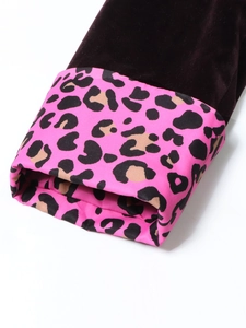 Women's leopard print blazer jacket with brown velvet cuffs and stylish slim fit design