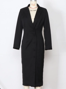 Slim fit long sleeve blazer dress for women with notched collar and button closure