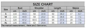 Size chart for V-neck color block dress showing S to XL dimensions in cm and inches