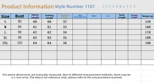 Detailed size chart for lace sleeve slim fit top showing chest and length measurements