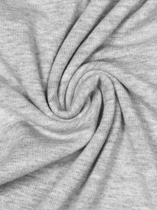 Macro detail of soft grey ribbed knit fabric showing fine texture and horizontal weave