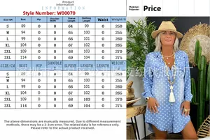 Detailed size chart for star print shirt dress with bust and length measurements