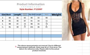 Detailed size chart for lace slim fit set including bust, waist and hip measurements
