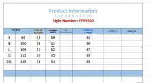 Detailed sizing chart for women raw hem denim jacket with precise measurements