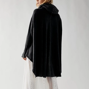 Oversized Kapuzenpullover in verwaschenem Dunkelgrau mit asymmetrischem Saum im Retro-Stil