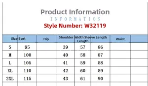 Detailed size chart for women's denim dress with bust, shoulder, and sleeve measurements