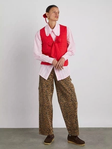 Women Quilted Vest Bow Tie Front Ruffle Pocket V Neck Sleeveless Waistcoat Casual Sweet Autumn Outerwear Streetwear Top