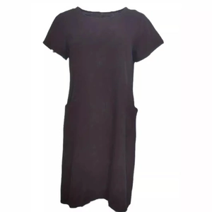 Robe d'été femme à manches courtes col rond décontractée avec poches gris anthracite