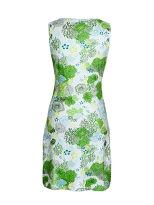 Floral print sleeveless sundown dress with round neck and pockets for summer beach vacation