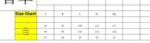 Detailed size chart for women's denim dress showing bust, length, and sleeve measurements