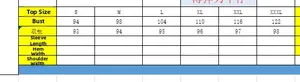 Size chart for V-neck denim dress showing bust and length measurements from S to XXXL