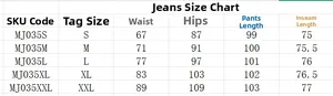 Detaillierte Größentabelle für Damen Wide-Leg-Jeans mit Taille und Hüftmessungen