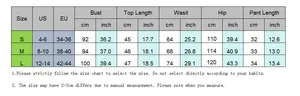 Tableau des tailles pour ensemble haut à carreaux et pantalon avec mesures S, M, L