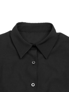 Chemisier sans manches en coton et lin pour femme avec col classique et boutons devant