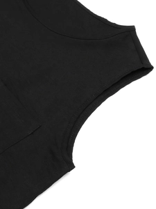 Women's casual cotton linen sleeveless top featuring precise stitching and hem details
