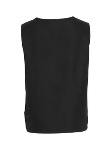 Women's minimalist black cotton linen tank top featuring a casual sleeveless back design