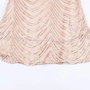 Robe de soirée élégante à paillettes or rose avec motif en V pour femme