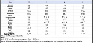 Detailed size chart with measurements for women's winter wool blend fashion coat