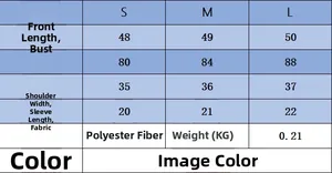 Detailed size chart for women knit sweater including bust, length and shoulder dimensions