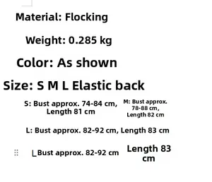 Size chart for flocked floral dress showing measurements for S, M, and L sizes