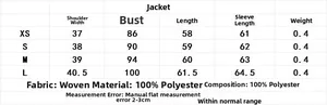 Detailed size guide for women's textured blazer with specific garment measurements