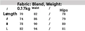 Size chart for lace-trim satin skirt showing waist, hip, and length measurements