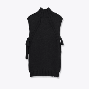 Camiseta De Punto Sin Mangas Para Mujer Cuello Desbocado Cordones Laterales Dobladillo Irregular Ajustada Color Sólido Chaleco Sexy