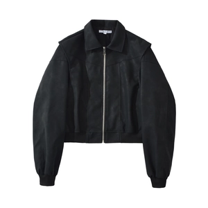 Women Faux Leather Bomber Jacket Solid Color Lapel Zipper Short Moto Biker Coat With Ribbed Trim Spring Autumn Outwear