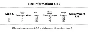 Detailed size guide for women winter coat with scarf showing bust and length measures
