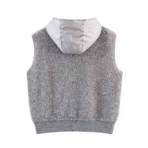 Gilet d'automne en polaire pour femme avec capuche zippée et ourlet côtelé