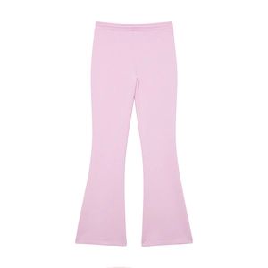 Pantalon évasé rose tendre à taille élastique avec une finition en maille confortable