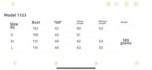 Detailed size chart table for women's faux fur jacket including bust and length measurements
