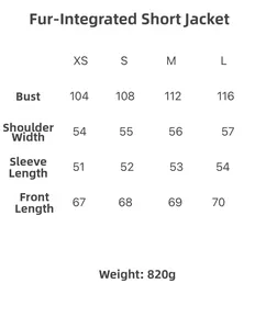 Size chart for women's standing collar jacket showing bust, shoulder, and sleeve measurements