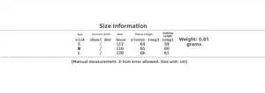 Detailed size guide table with bust and length measurements for the double-breasted coat