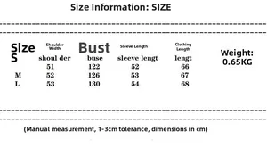 Size chart with measurements for the casual lapel double-breasted short trench coat